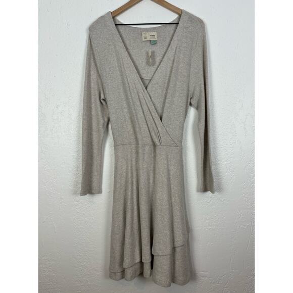 Anthropologie Saturday Sunday Cloud Fleece Faux Wrap Sweater Dress NWT Large - Picture 1 of 5